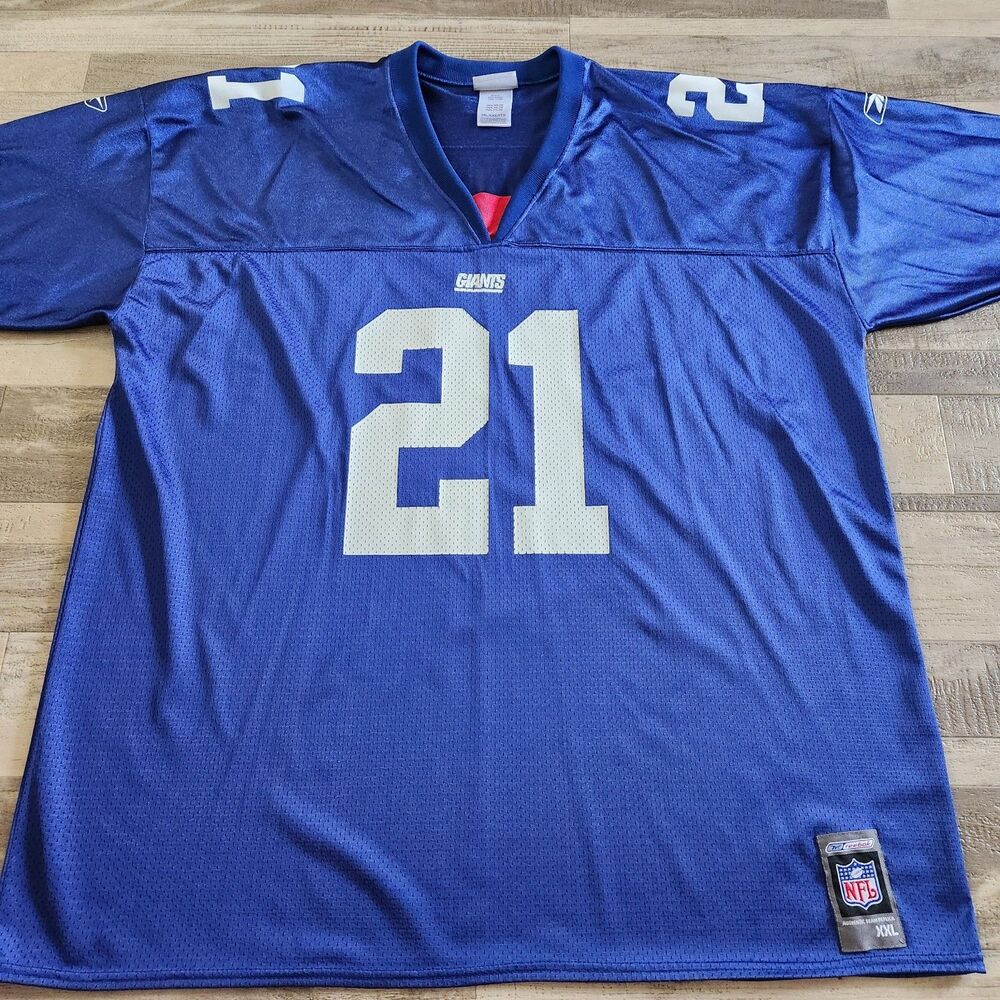 Vintage New York Giants Tiki Barber Reebok Jersey Blue 2XL NFL Football Rare
